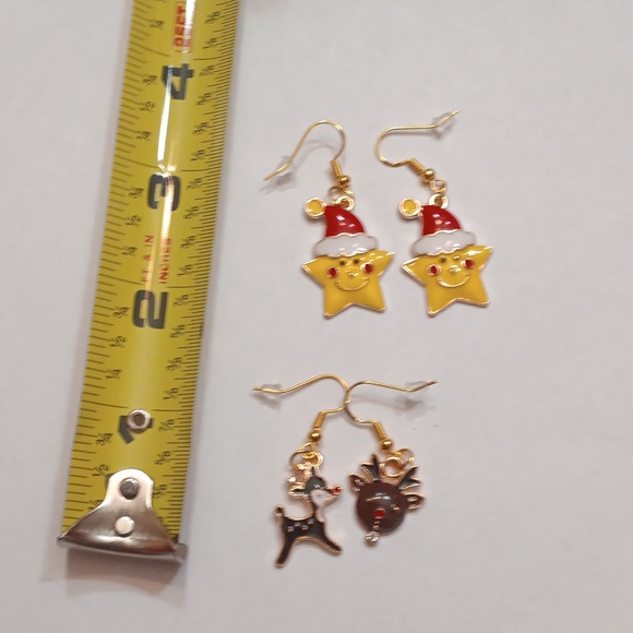 NWT Bundle of Two Pairs of Adorable Gold Dangling Christmas Earrings!! - Picture 3 of 4